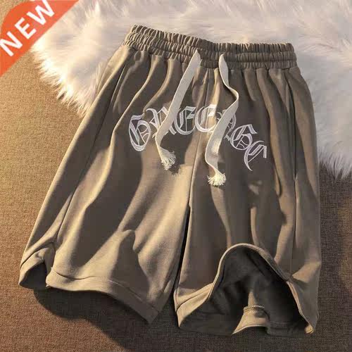 Vintage streetwear letter embroidery elastic waist loose out