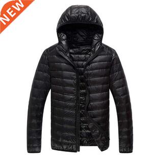 New Warm Men's Light Down Jacket Men Faion Hooded Coat o