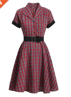 Hepburn original women's plaid dress Vintage A Line Dress