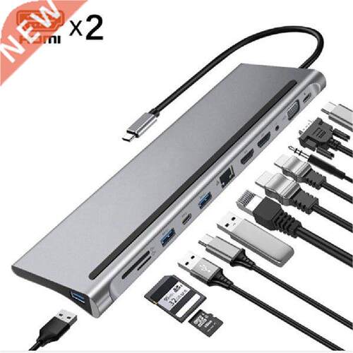 12 in 1 USB C Hub Lap Docking Station Type-C to Dual