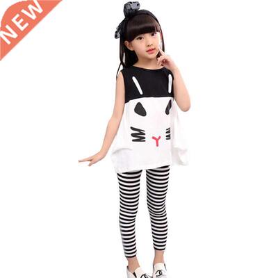 Baby Girl Summer Clothes Cartoon ops Shirt + Zebra Stripes P