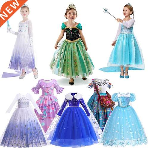 Anna Elsa Girls Dress Cosplay Snow Queen Princess Dress For