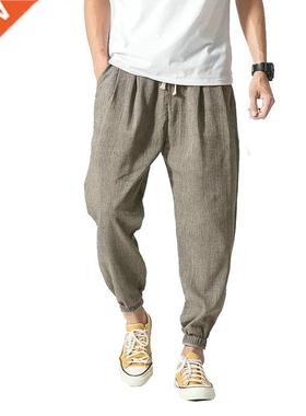 Summer Cotton Linen Harem Men Pants Chinese Style Joggers Me