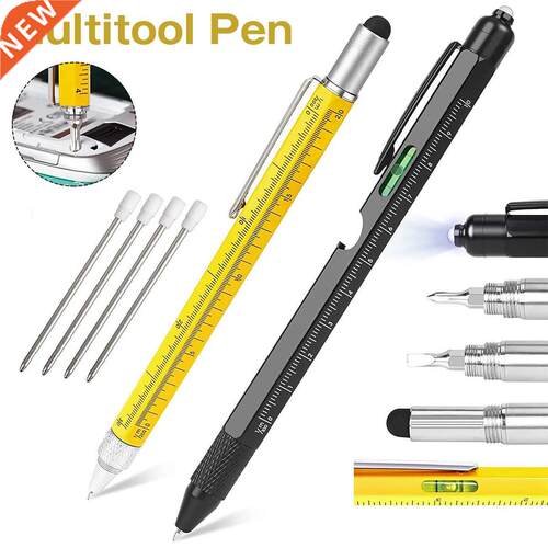 2Pcs Multi Tool Pen allpoint Pen With Ruler Level Phillips