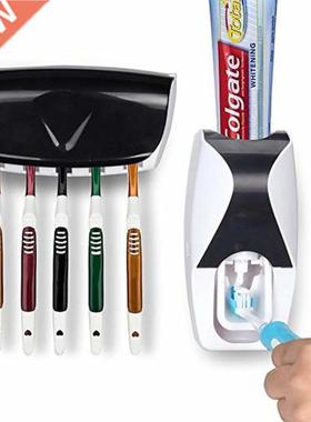 Automatic Toothpaste Dispenser Wall Mount Toothbrush Holder