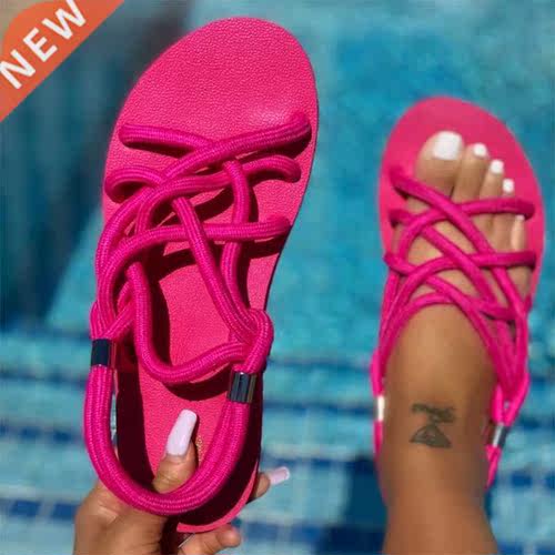 Comfortable Woman Rope Sandals Shoes Casual Braided with Tra