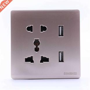 Wall Electrical 10A Plug Faceplate Socket Double 2 USB Outle