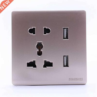 Wall Electrical 10A Plug Faceplate Socket Double 2 USB Outle