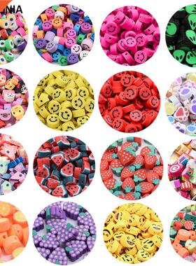 30/50/100pcs 10mm Yellow Smiley Face Beads Polymer Clay Bead