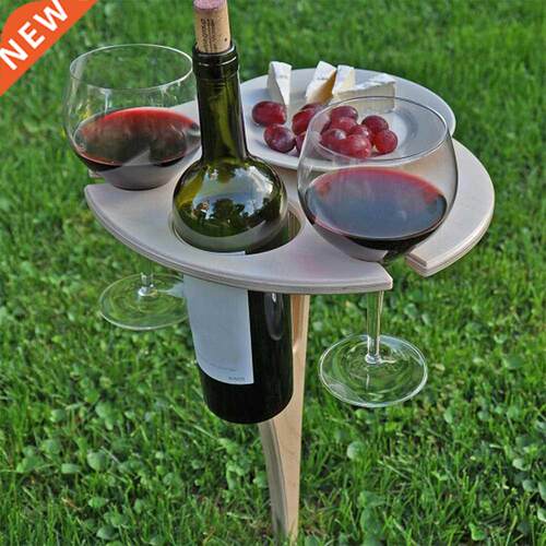 Foldable Outdoor Wine Table With Round Desktop Mini Portable