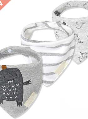3pcs Organic Cotton Baby Scarf Muslin Burp Cloth Bandana Bib