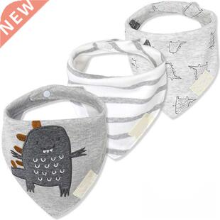3pcs Organic Cotton Baby Scarf Muslin Burp Cloth Bandana Bib