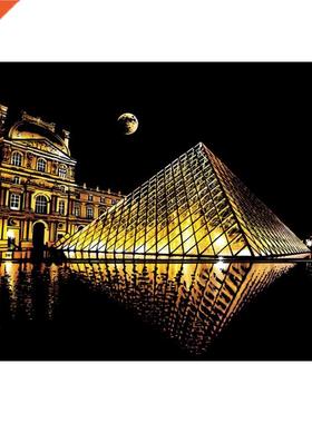 DIY Louvre France Postcard Scratch Art Doodle Scraping Pain
