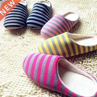 Women House Shoes 2020 Soft Striped Indoor Mute Cotton Slipp