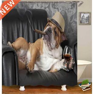 D Shower Curtain Funny English Bulldog Bathroom Curtain Se