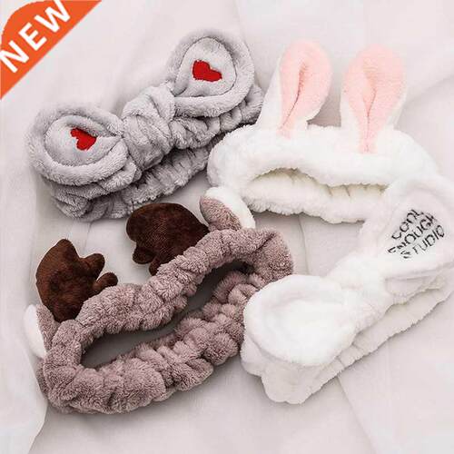 Wash Face Hair Holder Hairbands Soft Warm Coral Fleece Bow A