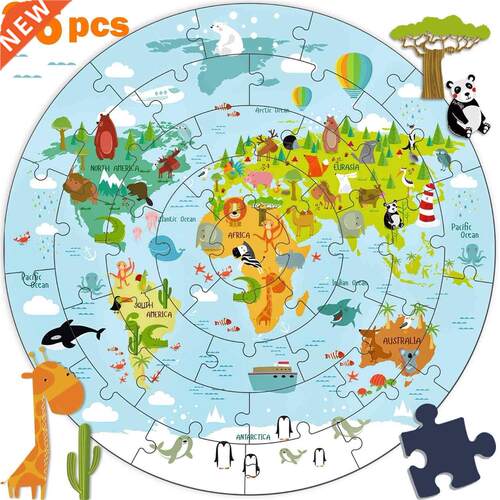 iPlay, iLearn Kids Wooden World Map Jigsaw Puzzles, Jumo Ro