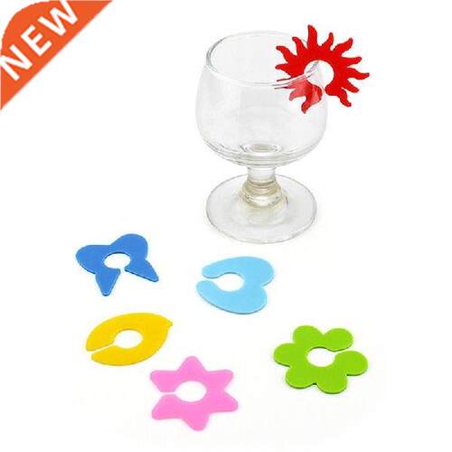 36pcs Silicone Flower Party Wine Glass Marker Charms