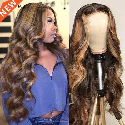 Colored Body Wave Highlight Wig Human Hair Ombre Highlighted