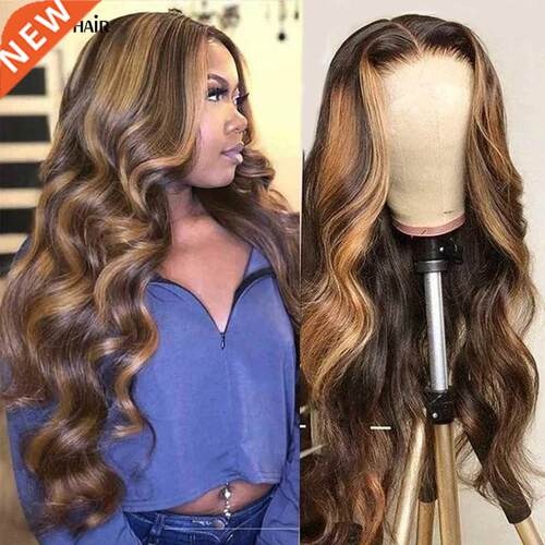 Colored Body Wave Highlight Wig Human Hair Ombre Highlighted