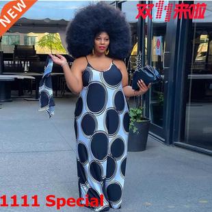 L-4XL Ladies Print Loose African Dress大码宽松非洲女士连衣裙