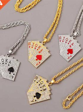 Hip Hop Jewelry Women Men Statement Enamel Playing Cards Pen