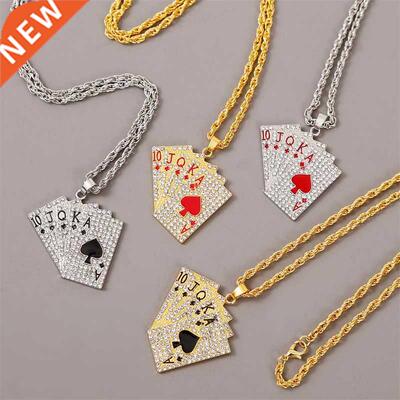Hip Hop Jewelry Women Men Statement Enamel Playing Cards Pen