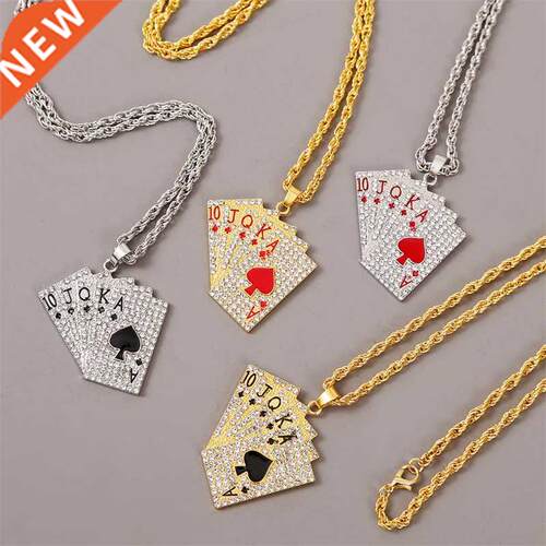 Hip Hop Jewelry Women Men Statement Enamel Playing Cards Pen