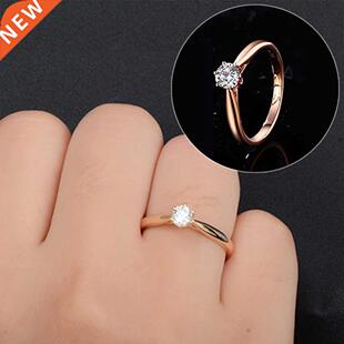 Classic Wedding Rings For Women Simple Six Claws Cubic Zirc
