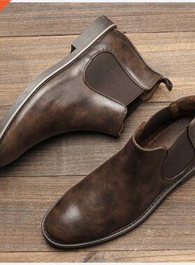 Men Boots Leather Ankle boots Wootten Brand Men Chelsea boot