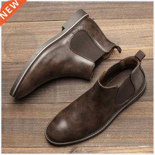 Men Boots Leather Ankle boots Wootten Brand Men Chelsea boot
