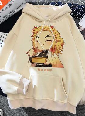 Demon Slayer Anme Harajuku Hoodes Women Rengoku Kyoujurou