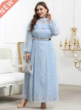 Plus Size Women Maxi Dresses 2023 Autumn Winter Luxury Chic