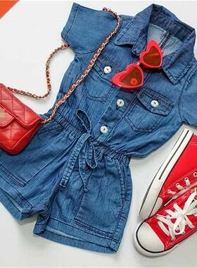 Summer Toddler kids Baby Girl Denim Romper Short Jumpsuit Ca