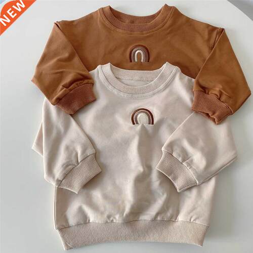 Summer Baby Girls Embroidery Rainbow Sweatirts Autumn Long