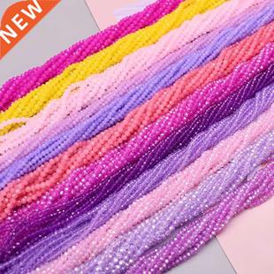 1 2 3 4mm Rose Red Dyeing Rondelle Crystal Glass Beads Flat