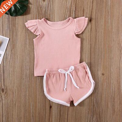 Summer Infant Baby Girls Boys Clothes Sets Ruffles Short Sle