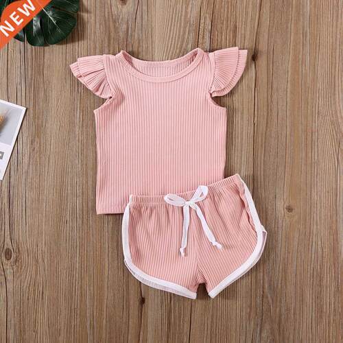 Summer Infant Baby Girls Boys Clothes Sets Ruffles Short Sle