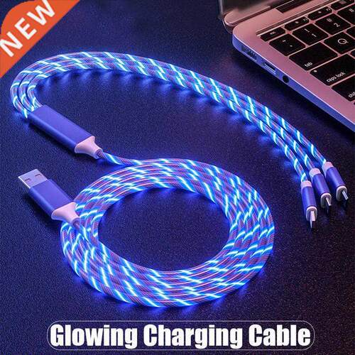 LED Luminous Mico USB Tye C Glowing Chaging Cable  in 1