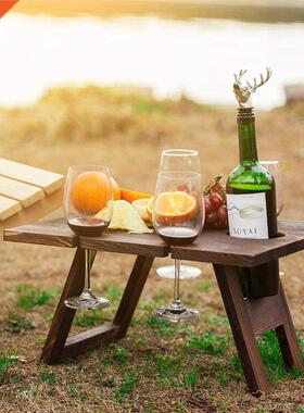 Wooden Outdoor Portable Folding Camping Picnic Table with Gl