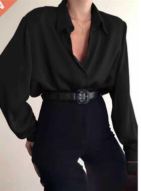 New Fashion Autumn Women Blouse Shirt Lapel Long Sleeve Soli