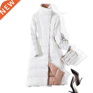 2021 Women Winter Coat Stand Collar White Duck Down Inner Wo