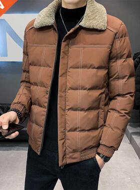 Men's autumn winter solid color short cotton jacket 2021 new
