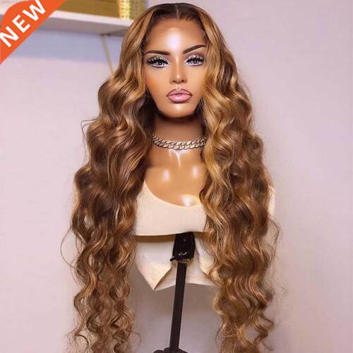 Highlight Wig Human Hair Brown Colored Body Wave Lace Front