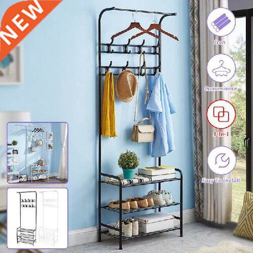 3-In-1Simple Style Iron Clothes Hanger Coat Rack Hat
