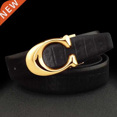High Quality C letter full grain leather belt men designer C