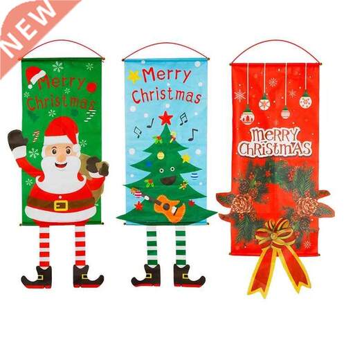 Christmas Garlands Hanging Banner Door Decor Santa Claus Sno