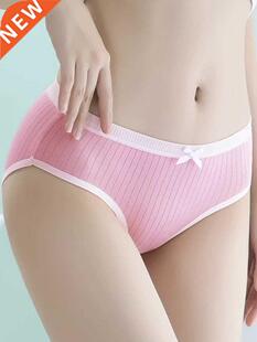 Underwear Women Cute Panties Cotton Lace Mid Waist Bow Women