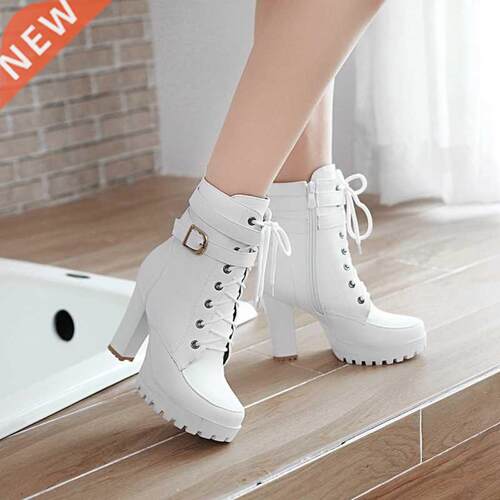 Shoes Ankle Boots Women Winter For Lace-up Elastic Autumn