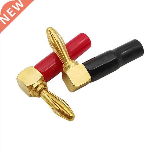 Right Angle Gold Plated 4mm Banana Plug Audio Speaker Wire C